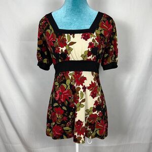 Y2K‎ Speechless Floral Contrast Print Baby Doll Tunic Top